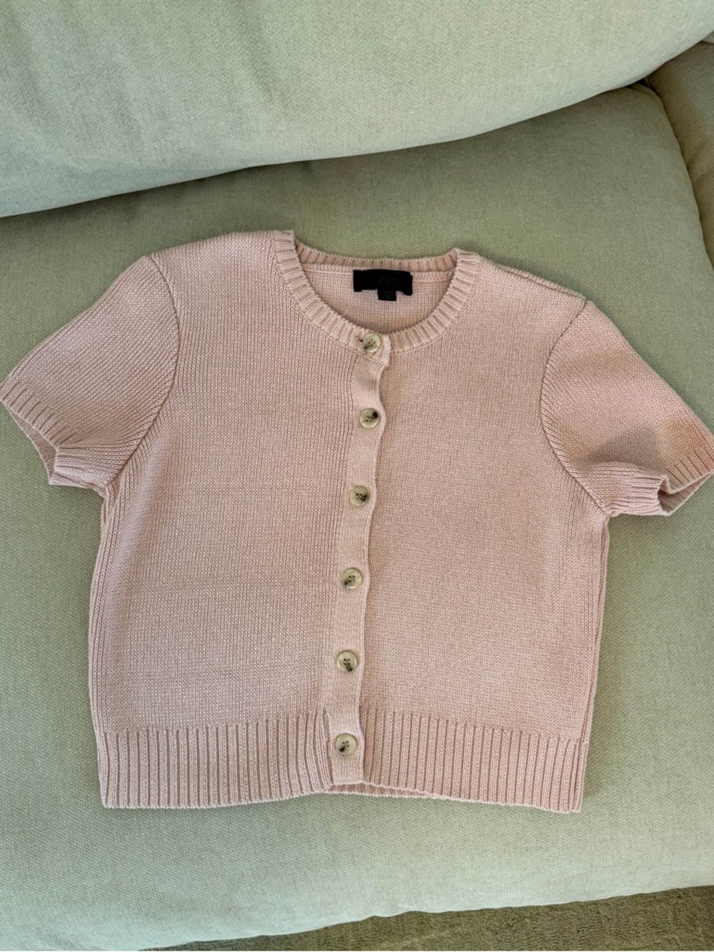Zara Short Pink Knit Button-Front Sweater Cardigan